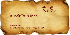 Kupás Vince névjegykártya